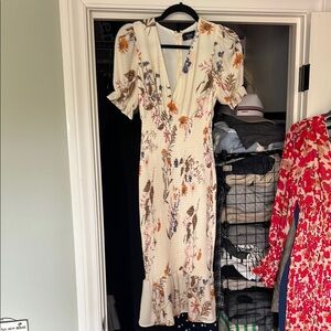 Floral Cream Midi Dress.   VICI collection